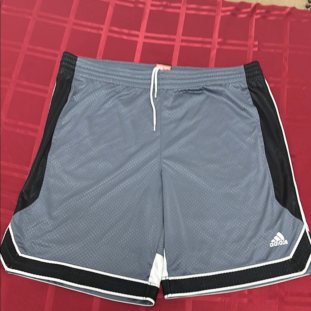 Adidas Gray Athletic Shorts, Medium, Gray, with two side pockets